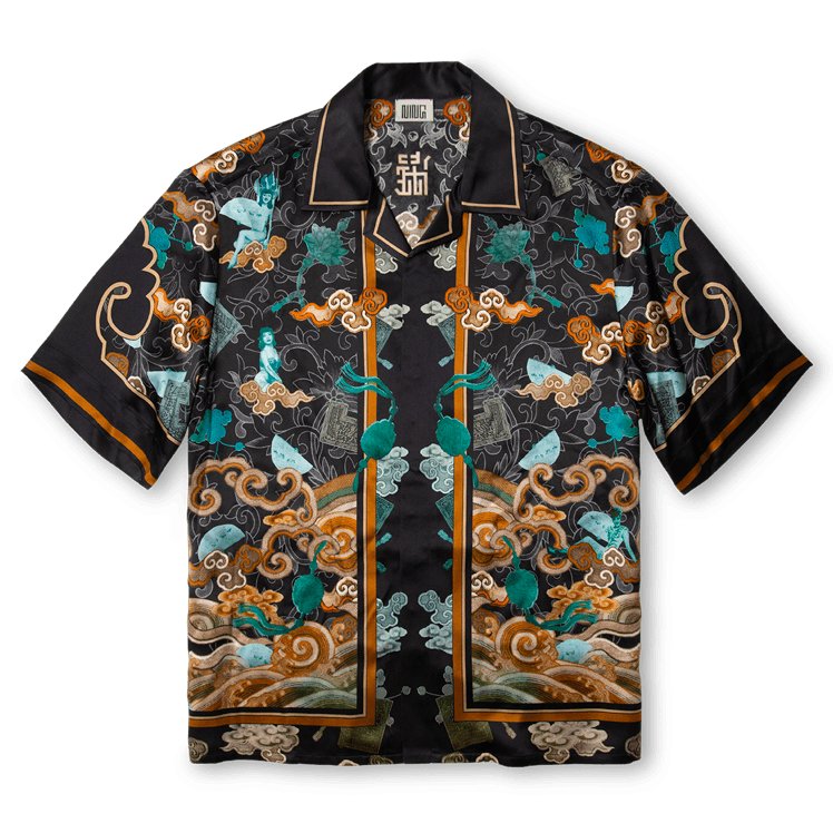 Short-Sleeved Traditional Silk Shirt, Black | Ning Dynasty – Ning
