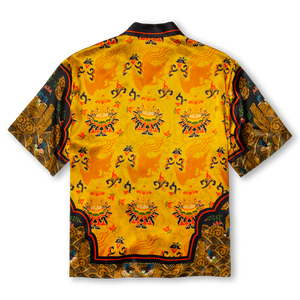 Short-Sleeved Traditional Silk Shirt in Yellow