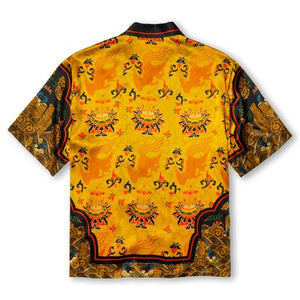 Short-Sleeved Traditional Silk Shirt in Yellow