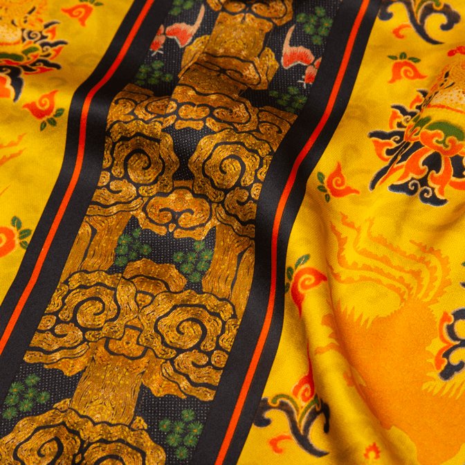 Short-Sleeved Traditional Silk Shirt in Yellow