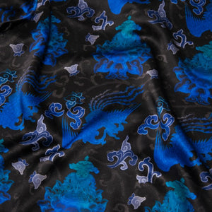 Long-Sleeved Traditional Silk Shirt in Blue