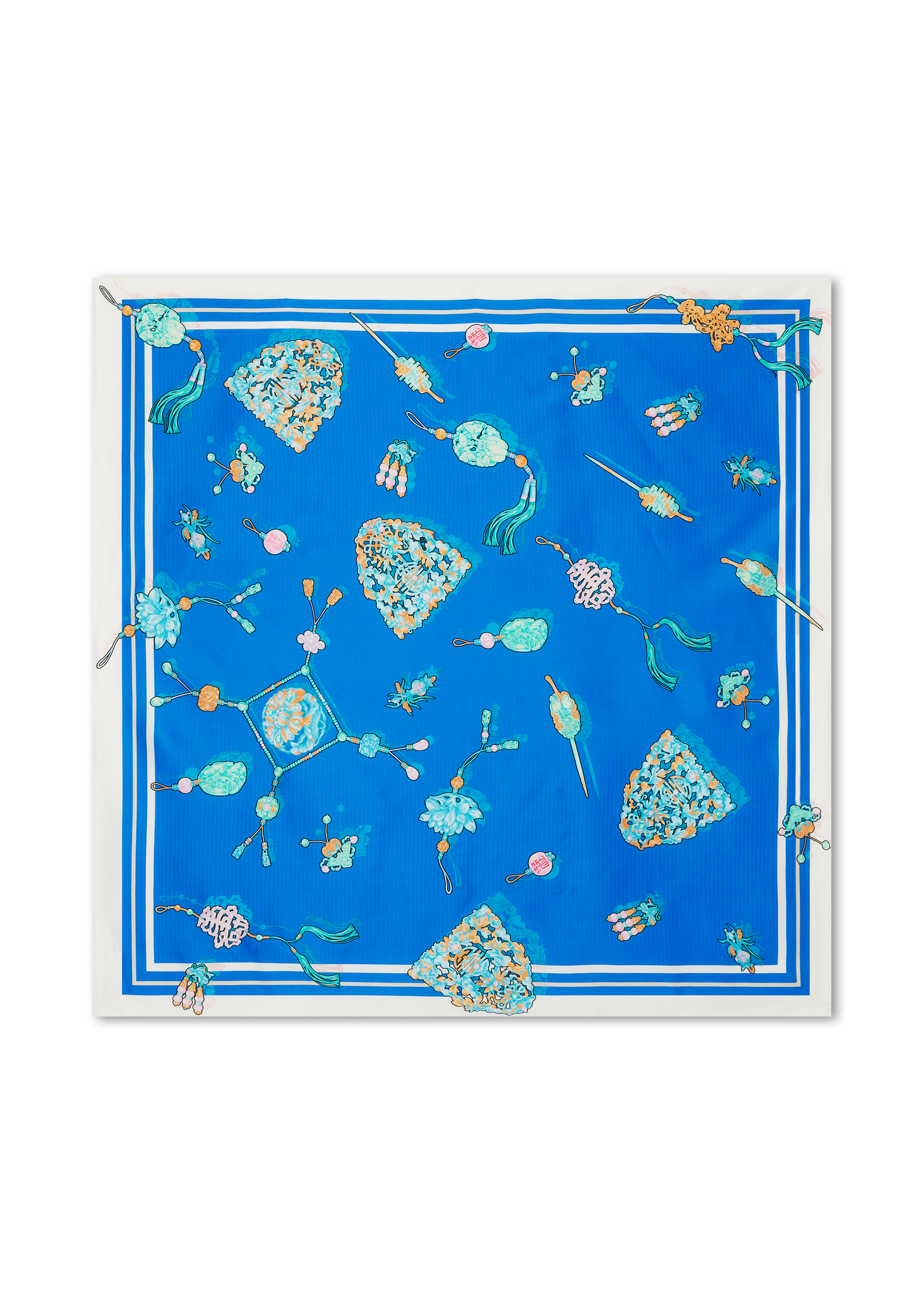 Imperial Charms Silk Scarf Blue